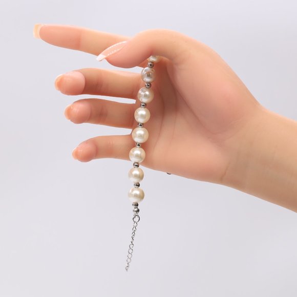 Pearl bracelet with lobster clasp and extension chain. - Picture 4 of 4